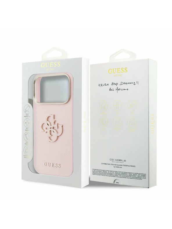 Guess Guess PU Resin Logo Zadný kryt pre iPhone 17 Pro Pink