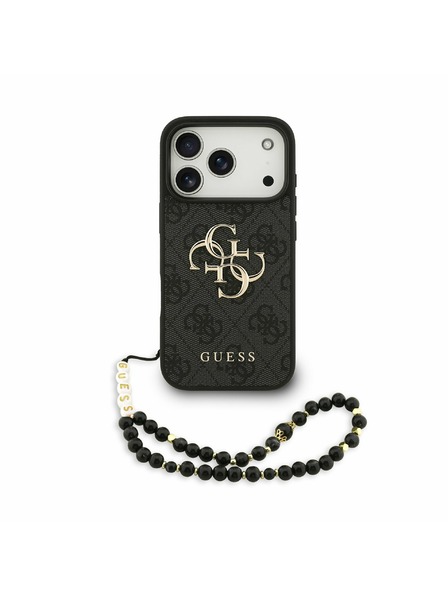 Guess Guess PU 4G Metal Logo Strap Zadný kryt pre iPhone 17 Pro Black