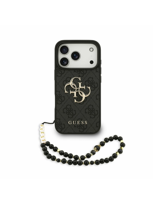 Guess Guess PU 4G Metal Logo Strap Zadný kryt pre iPhone 17 Pro Black