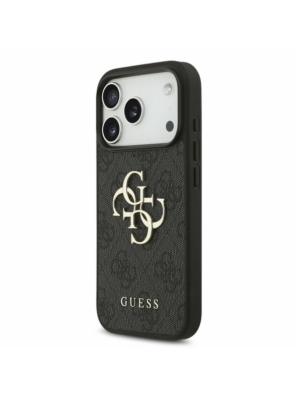 Guess Guess PU 4G Metal Logo Strap Zadný kryt pre iPhone 17 Pro Black