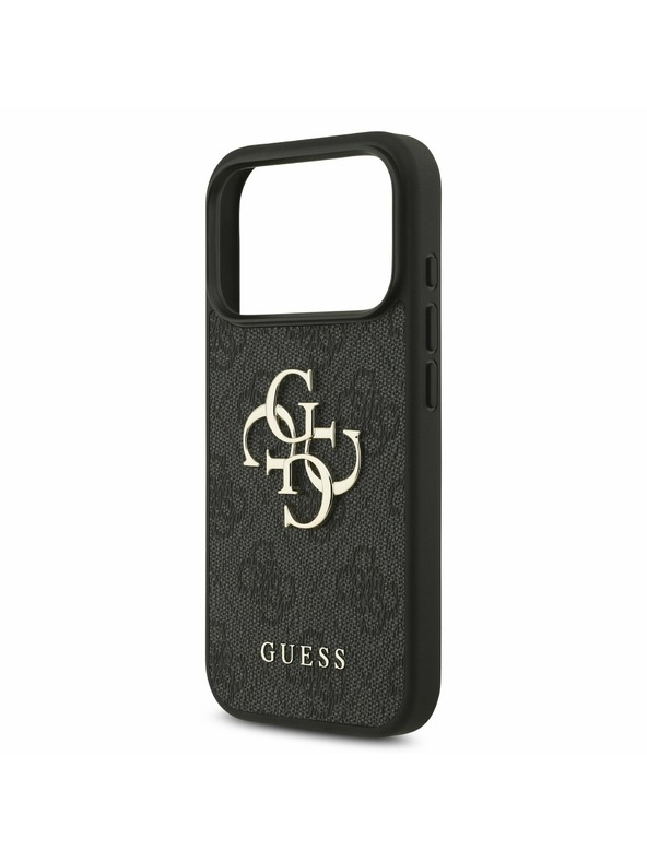Guess Guess PU 4G Metal Logo Strap Zadný kryt pre iPhone 17 Pro Black