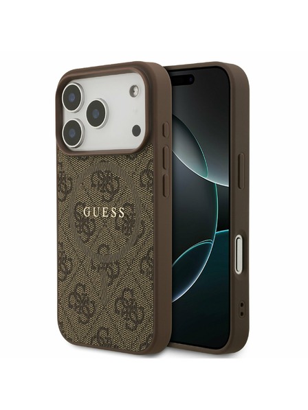 Guess Guess PU Leather 4G Colored Ring MagSafe Zadný kryt pre iPhone 17 Pro Brown