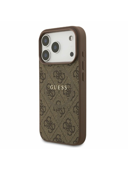 Guess Guess PU Leather 4G Colored Ring MagSafe Zadný kryt pre iPhone 17 Pro Brown