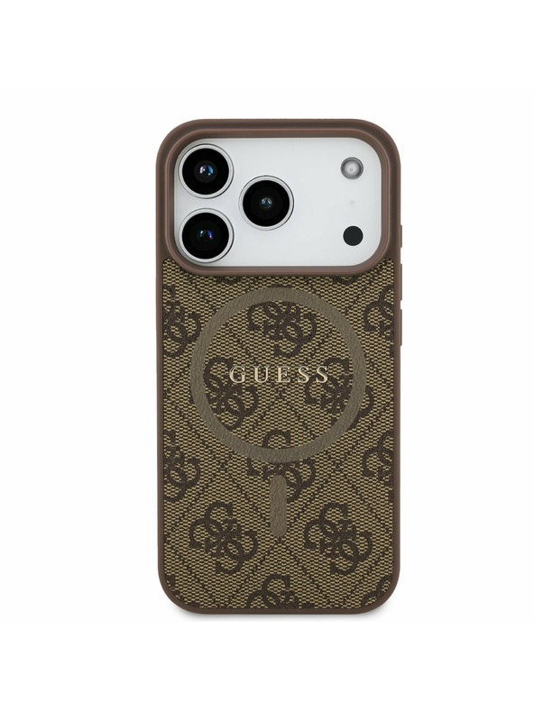 Guess Guess PU Leather 4G Colored Ring MagSafe Zadný kryt pre iPhone 17 Pro Brown