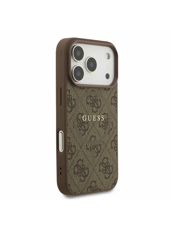 Guess Guess PU Leather 4G Colored Ring MagSafe Zadný kryt pre iPhone 17 Pro Brown
