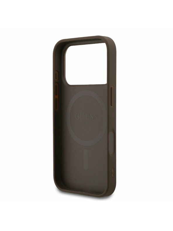 Guess Guess PU Leather 4G Colored Ring MagSafe Zadný kryt pre iPhone 17 Pro Brown