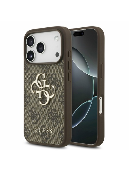 Guess Guess PU 4G Metal Logo Zadný kryt pre iPhone 17 Pro Brown