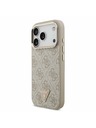Guess Guess PU Leather 4G Strass Triangle Logo Gold Frame MagSafe Zadný kryt pre iPhone 17 Pro Pink