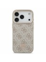Guess Guess PU Leather 4G Strass Triangle Logo Gold Frame MagSafe Zadný kryt pre iPhone 17 Pro Pink