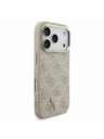 Guess Guess PU Leather 4G Strass Triangle Logo Gold Frame MagSafe Zadný kryt pre iPhone 17 Pro Pink