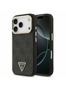 Guess Guess PU Leather 4G Strass Triangle Logo Gold Frame MagSafe Zadný kryt pre iPhone 17 Pro Black