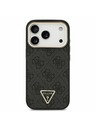 Guess Guess PU Leather 4G Strass Triangle Logo Gold Frame MagSafe Zadný kryt pre iPhone 17 Pro Black