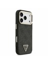 Guess Guess PU Leather 4G Strass Triangle Logo Gold Frame MagSafe Zadný kryt pre iPhone 17 Pro Black