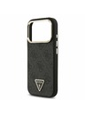 Guess Guess PU Leather 4G Strass Triangle Logo Gold Frame MagSafe Zadný kryt pre iPhone 17 Pro Black