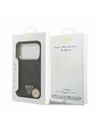 Guess Guess PU Leather 4G Strass Triangle Logo Gold Frame MagSafe Zadný kryt pre iPhone 17 Pro Black