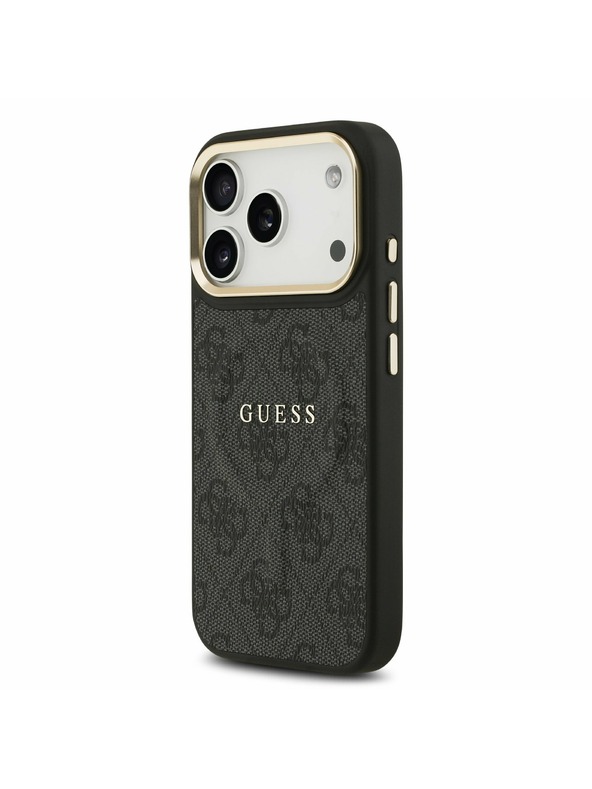 Guess Guess PU Leather 4G Gold Frame MagSafe Zadný kryt pre iPhone 17 Pro Black