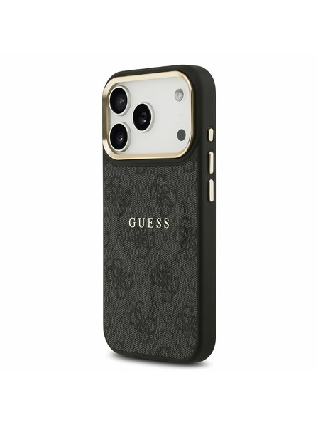 Guess Guess PU Leather 4G Gold Frame MagSafe Zadný kryt pre iPhone 17 Pro Black