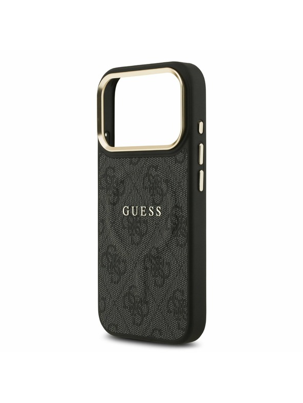 Guess Guess PU Leather 4G Gold Frame MagSafe Zadný kryt pre iPhone 17 Pro Black