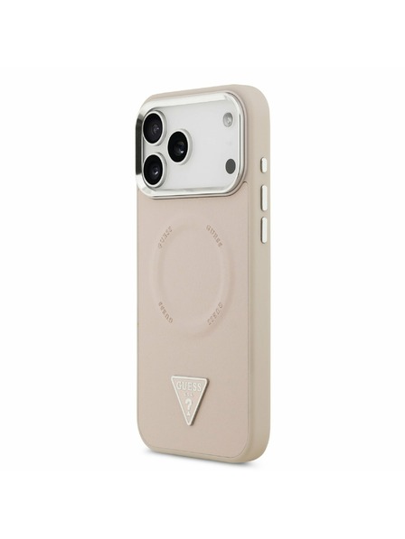 Guess Guess PU Leather Triangle Logo MagSafe Zadný kryt pre iPhone 17 Pro Pink