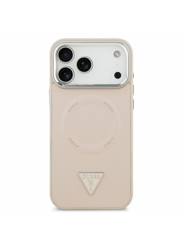 Guess Guess PU Leather Triangle Logo MagSafe Zadný kryt pre iPhone 17 Pro Pink
