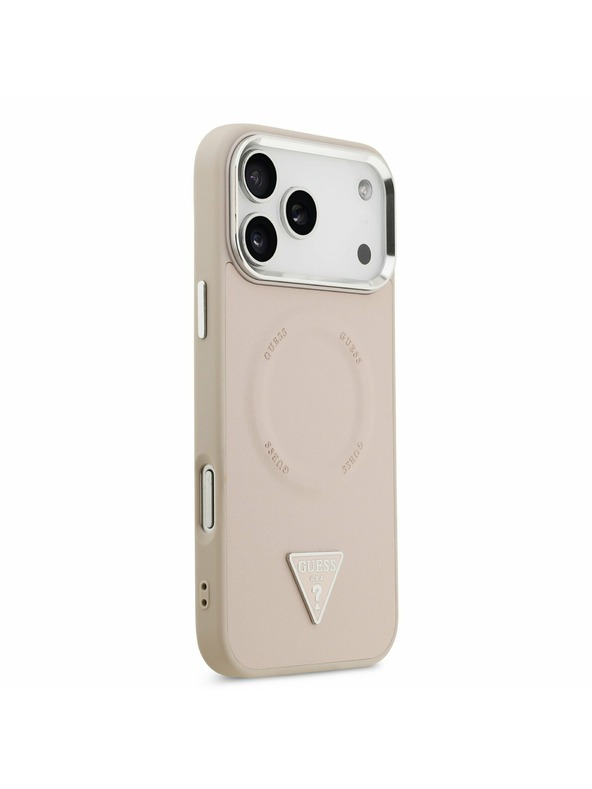 Guess Guess PU Leather Triangle Logo MagSafe Zadný kryt pre iPhone 17 Pro Pink