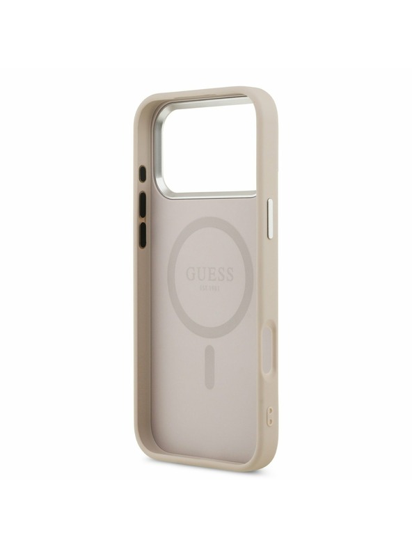 Guess Guess PU Leather Triangle Logo MagSafe Zadný kryt pre iPhone 17 Pro Pink