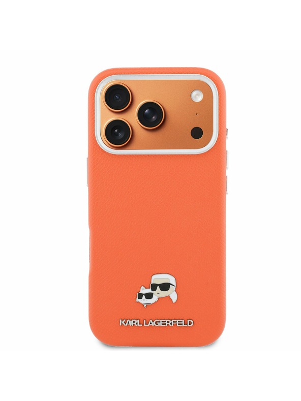 Karl Lagerfeld Karl Lagerfeld PU Karl and Choupette Heads Pins MagSafe Zadný kryt pre iPhone 17 Pro Orange