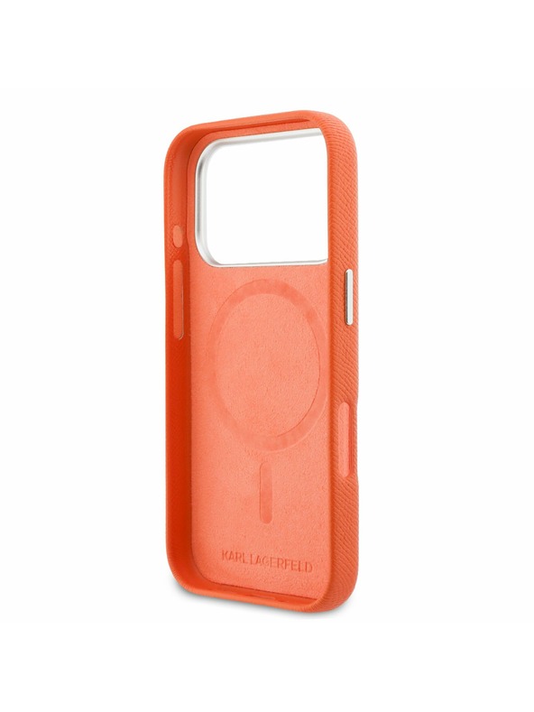 Karl Lagerfeld Karl Lagerfeld PU Karl and Choupette Heads Pins MagSafe Zadný kryt pre iPhone 17 Pro Orange