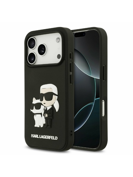 Karl Lagerfeld Karl Lagerfeld 3D Rubber Karl and Choupette Zadný kryt pre iPhone 17 Pro Black