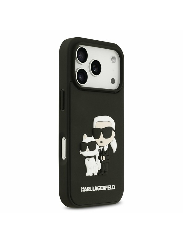Karl Lagerfeld Karl Lagerfeld 3D Rubber Karl and Choupette Zadný kryt pre iPhone 17 Pro Black