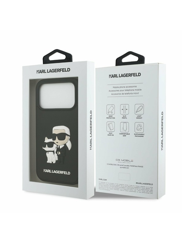 Karl Lagerfeld Karl Lagerfeld 3D Rubber Karl and Choupette Zadný kryt pre iPhone 17 Pro Black