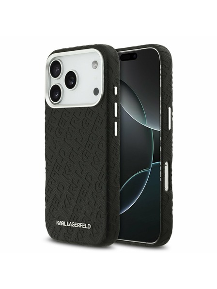 Karl Lagerfeld Karl Lagerfeld Grained PU Repeated Logo MagSafe Zadný kryt pre iPhone 17 Pro Black