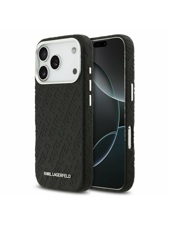 Karl Lagerfeld Karl Lagerfeld Grained PU Repeated Logo MagSafe Zadný kryt pre iPhone 17 Pro Black