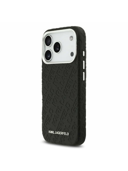 Karl Lagerfeld Karl Lagerfeld Grained PU Repeated Logo MagSafe Zadný kryt pre iPhone 17 Pro Black