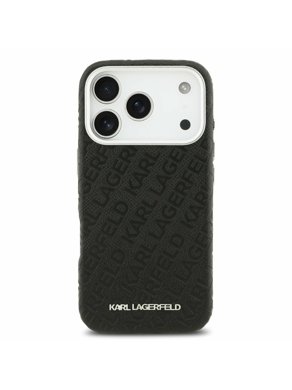 Karl Lagerfeld Karl Lagerfeld Grained PU Repeated Logo MagSafe Zadný kryt pre iPhone 17 Pro Black