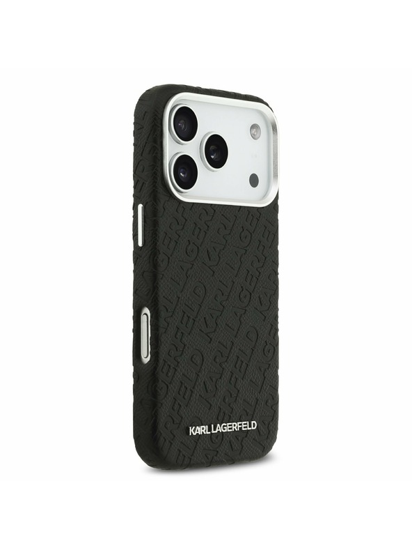 Karl Lagerfeld Karl Lagerfeld Grained PU Repeated Logo MagSafe Zadný kryt pre iPhone 17 Pro Black