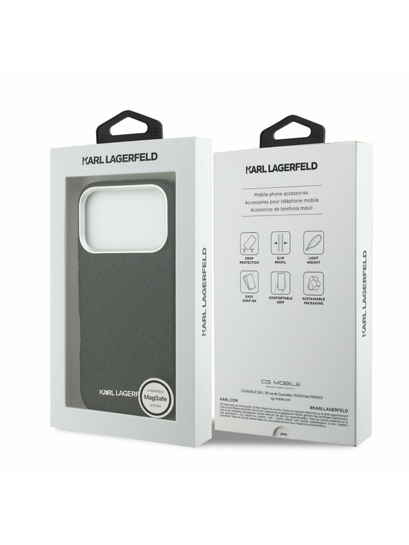 Karl Lagerfeld Karl Lagerfeld Grained PU Repeated Logo MagSafe Zadný kryt pre iPhone 17 Pro Black