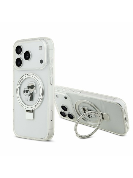 Karl Lagerfeld Karl Lagerfeld Ringstand Karl and Choupette MagSafe Zadný kryt pre iPhone 17 Pro White