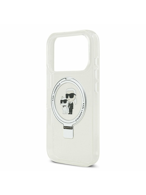 Karl Lagerfeld Karl Lagerfeld Ringstand Karl and Choupette MagSafe Zadný kryt pre iPhone 17 Pro White