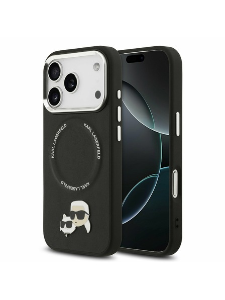 Karl Lagerfeld Karl Lagerfeld PU Karl and Choupette Heads Pins MagSafe Zadný kryt pre iPhone 17 Pro Black