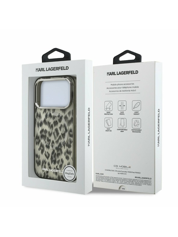 Karl Lagerfeld Karl Lagerfeld IML Leopard MagSafe Zadný kryt pre iPhone 17 Pro Brown
