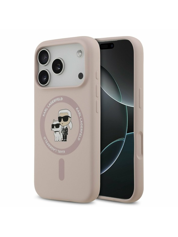 Karl Lagerfeld Karl Lagerfeld Liquid Silicone Karl and Choupette MagSafe Zadný kryt pre iPhone 17 Pro Pink