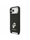 Karl Lagerfeld Karl Lagerfeld Saffiano Crossbody Popruh Metal Karl and Choupette Zadný kryt pre iPhone 17 Pro Black