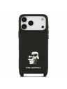 Karl Lagerfeld Karl Lagerfeld Saffiano Crossbody Popruh Metal Karl and Choupette Zadný kryt pre iPhone 17 Pro Black