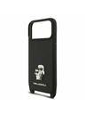 Karl Lagerfeld Karl Lagerfeld Saffiano Crossbody Popruh Metal Karl and Choupette Zadný kryt pre iPhone 17 Pro Black