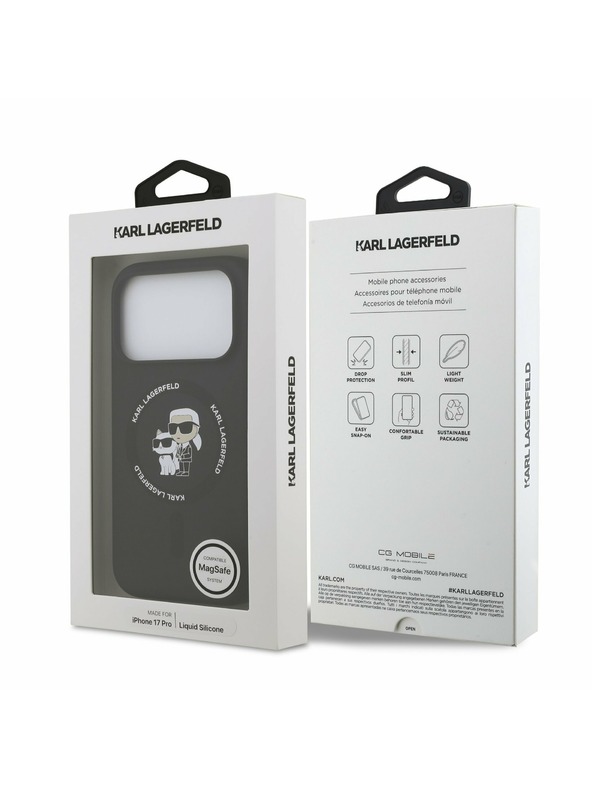 Karl Lagerfeld Karl Lagerfeld Liquid Silicone Karl and Choupette MagSafe Zadný kryt pre iPhone 17 Pro Black