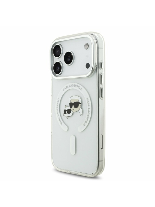 Karl Lagerfeld Karl Lagerfeld IML K&CH Heads Metal Frame MagSafe Zadný Kryt pre iPhone 17 Pro Transparent