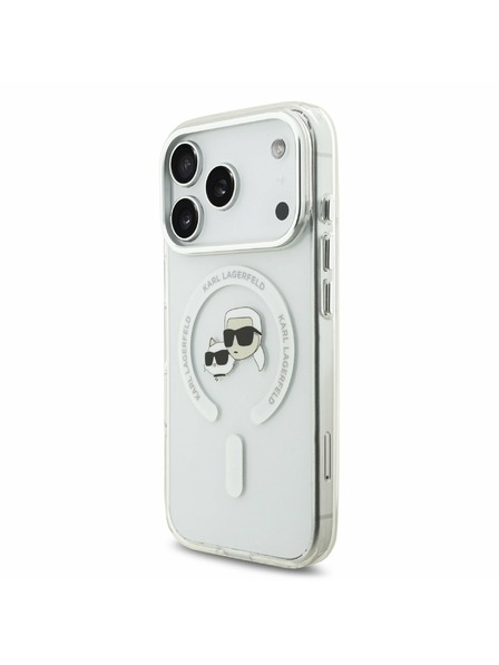 Karl Lagerfeld Karl Lagerfeld IML K&CH Heads Metal Frame MagSafe Zadný Kryt pre iPhone 17 Pro Transparent