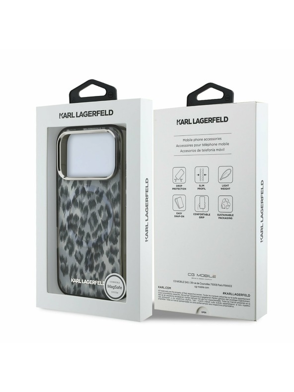 Karl Lagerfeld Karl Lagerfeld IML Leopard MagSafe Zadný Kryt pre iPhone 17 Pro Grey