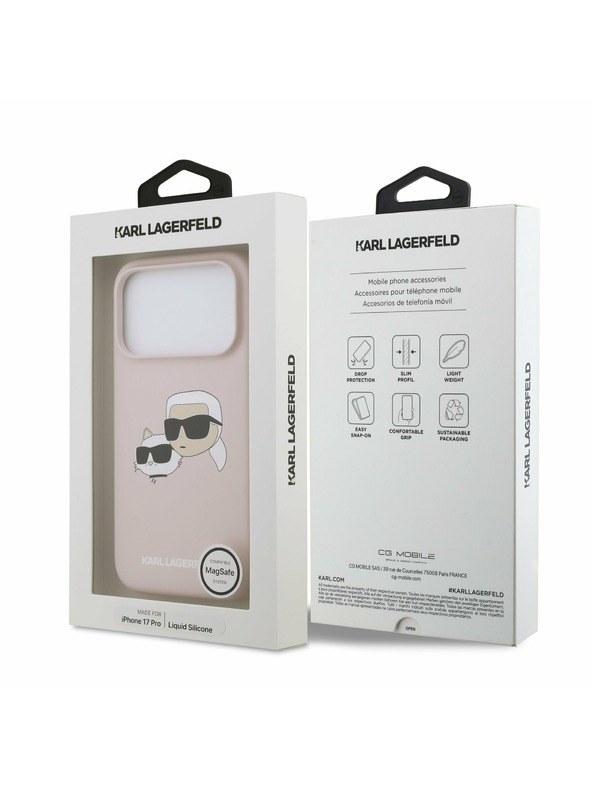 Karl Lagerfeld Karl Lagerfeld Liquid Silicone Double Heads MagSafe Zadný Kryt pre iPhone 17 Pro Pink